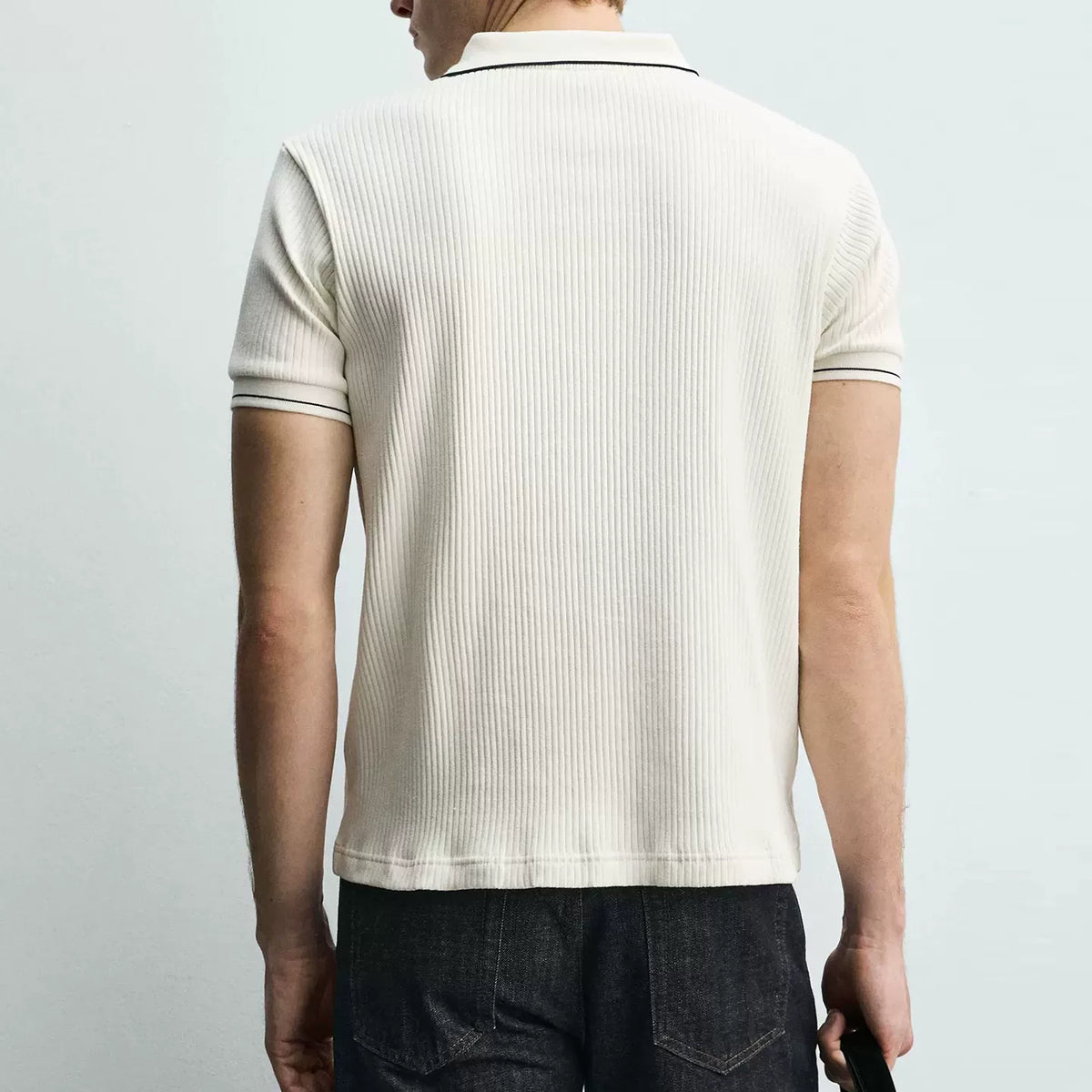 Ribbed Slim Polo Shirt