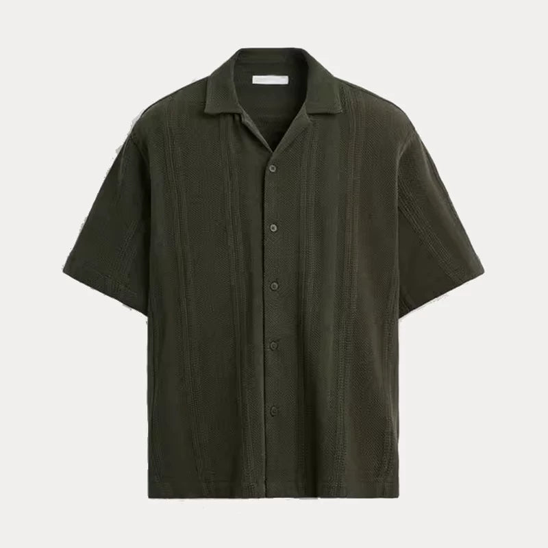 Striped Textured Short-Sleeve Shirt