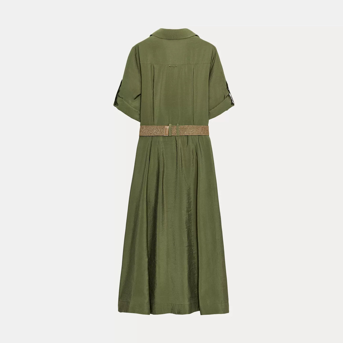 Belted Short-Sleeve Shirt Dress