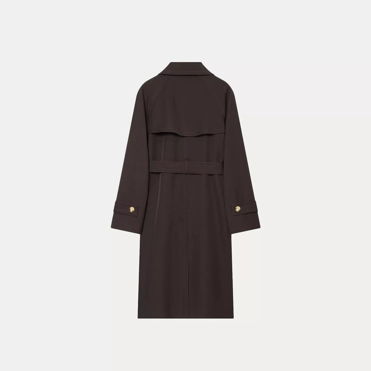 Two-Tone Collared Tie-Waist Trench