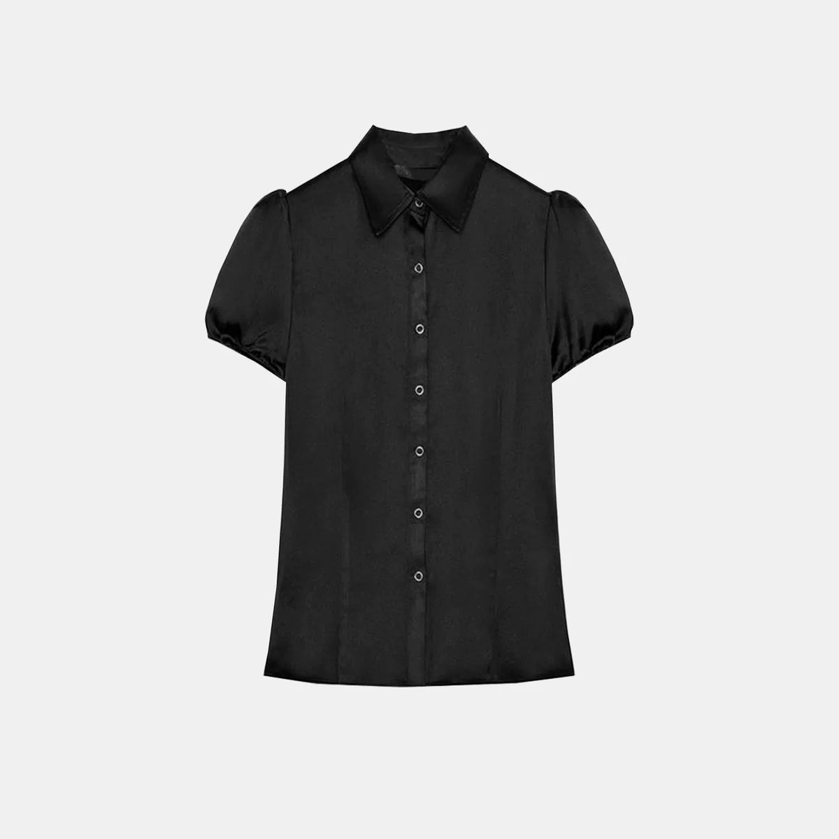 Puff-Sleeve Collared Shirt