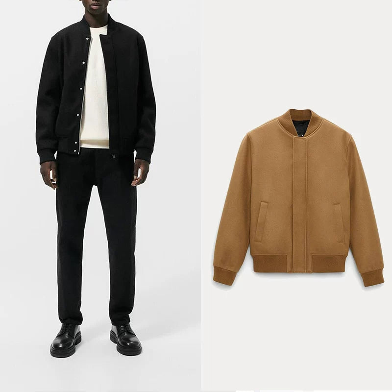 Wool-Blend Baseball Flight Jacket