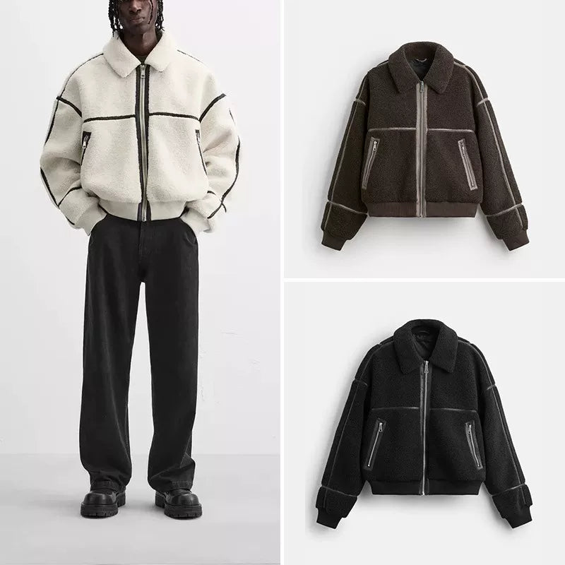 Retro Faux Shearling Zip Jacket