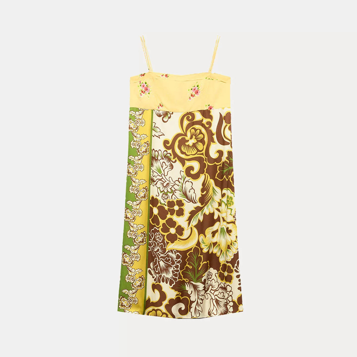 Placement Print Panelled Midi Dress