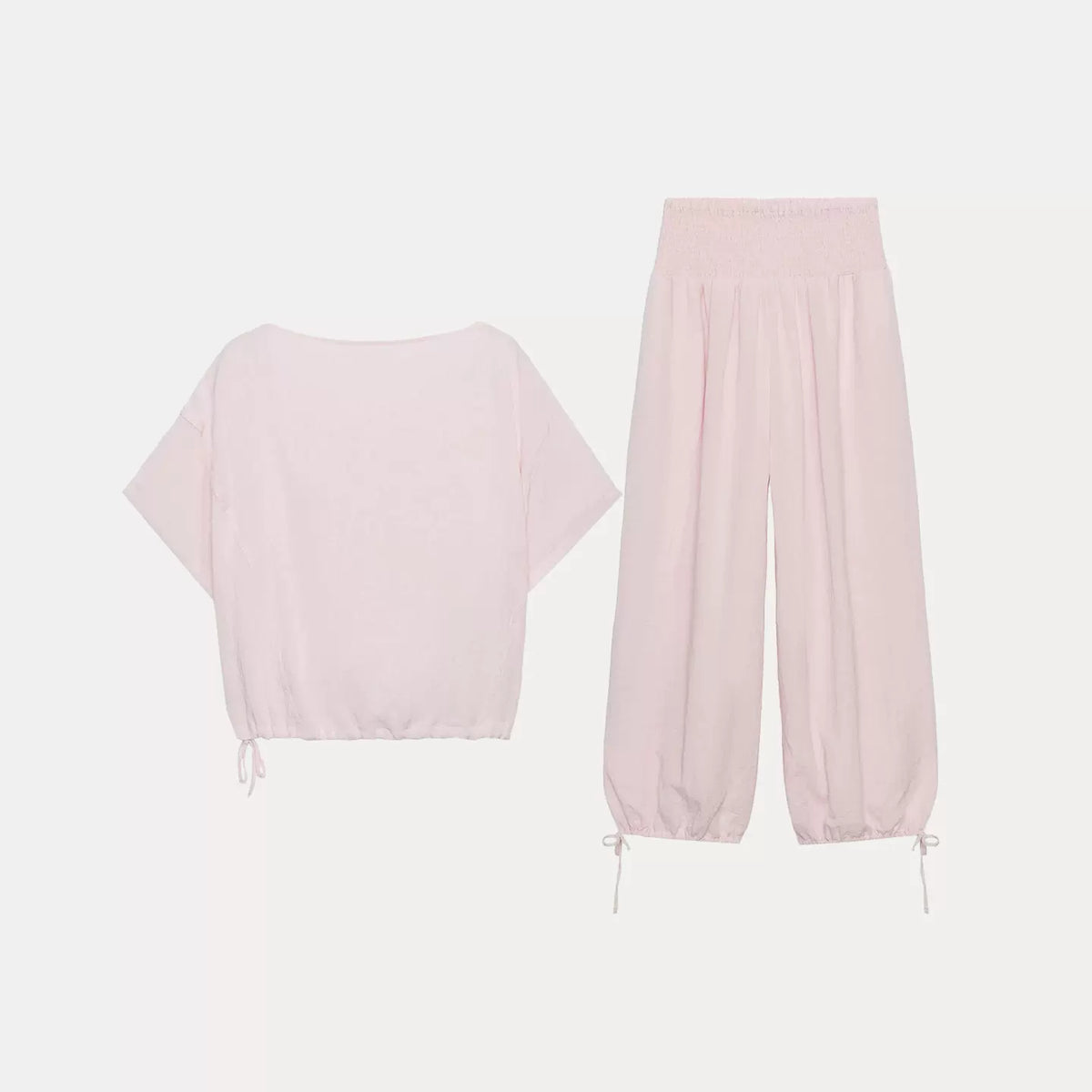 Crew Neck Shirt and Lantern Wide-Leg Set