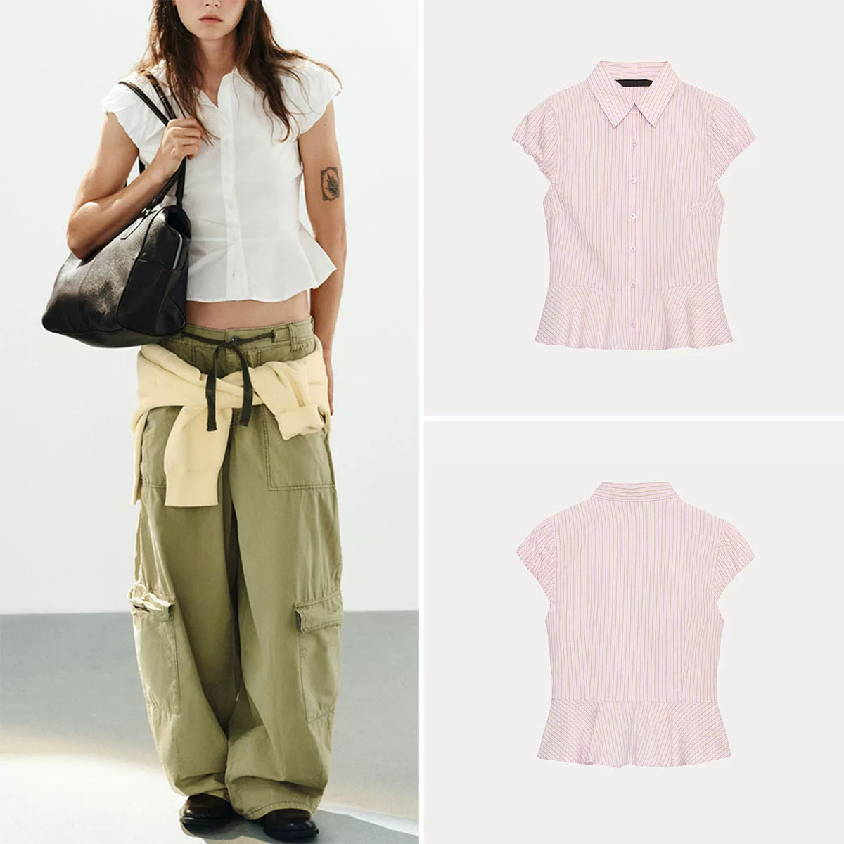 Puff-Sleeve Peplum Shirt