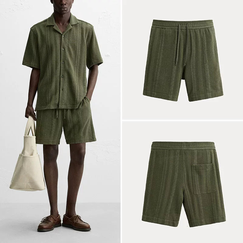 Striped Jacquard Shorts Set