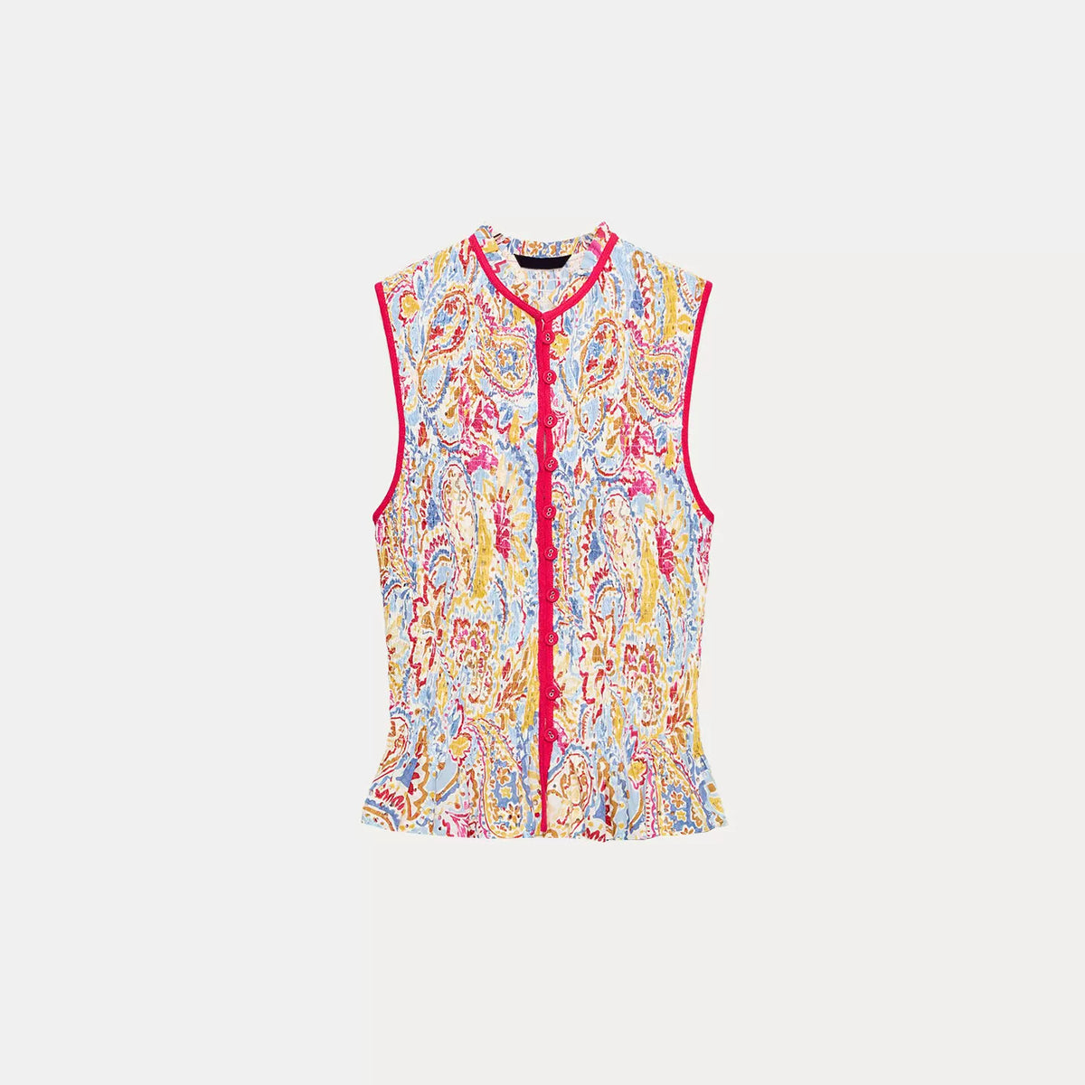 Printed Cutwork Top & A-Line Midi Skirt Set
