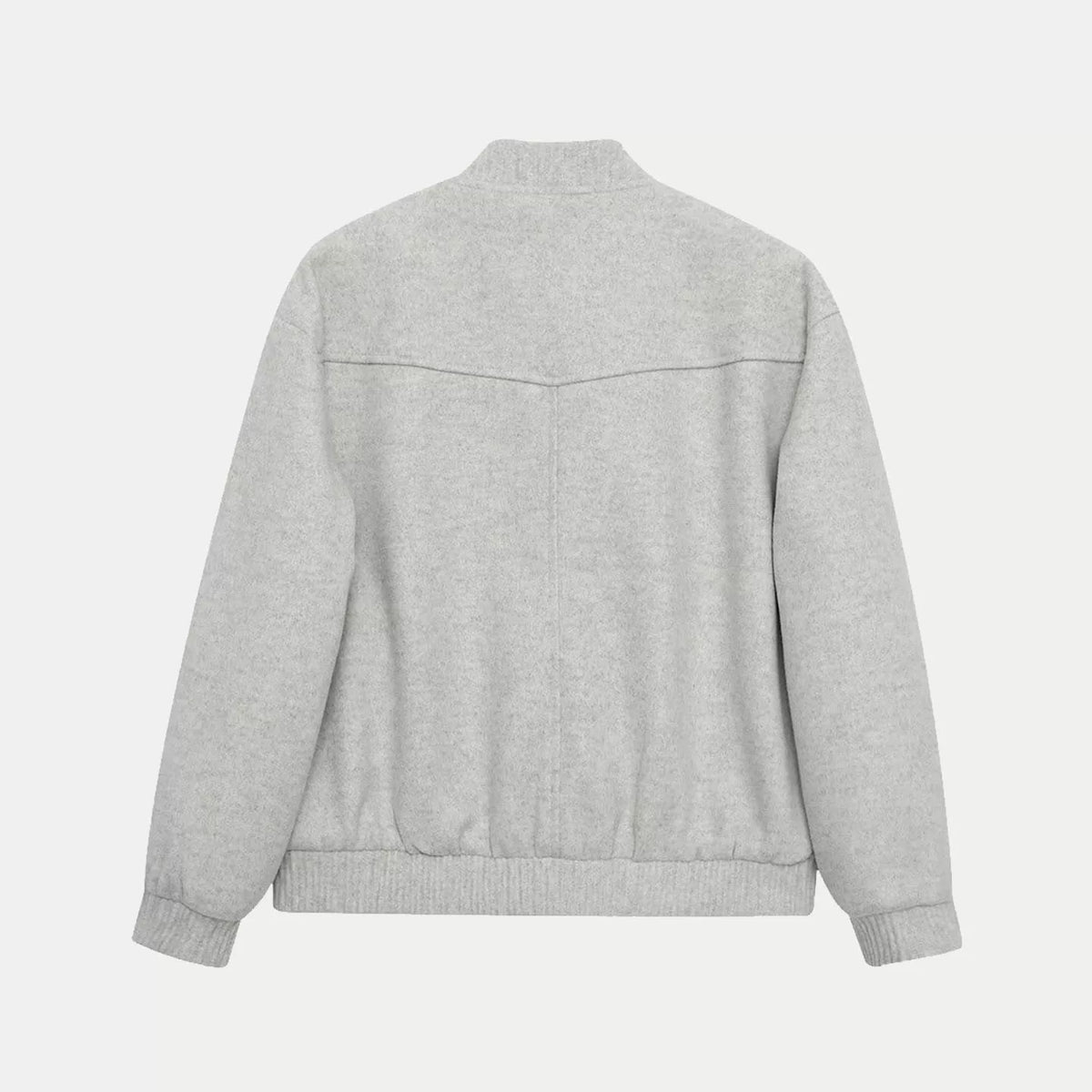 Stand-Collar Button Bomber Jacket