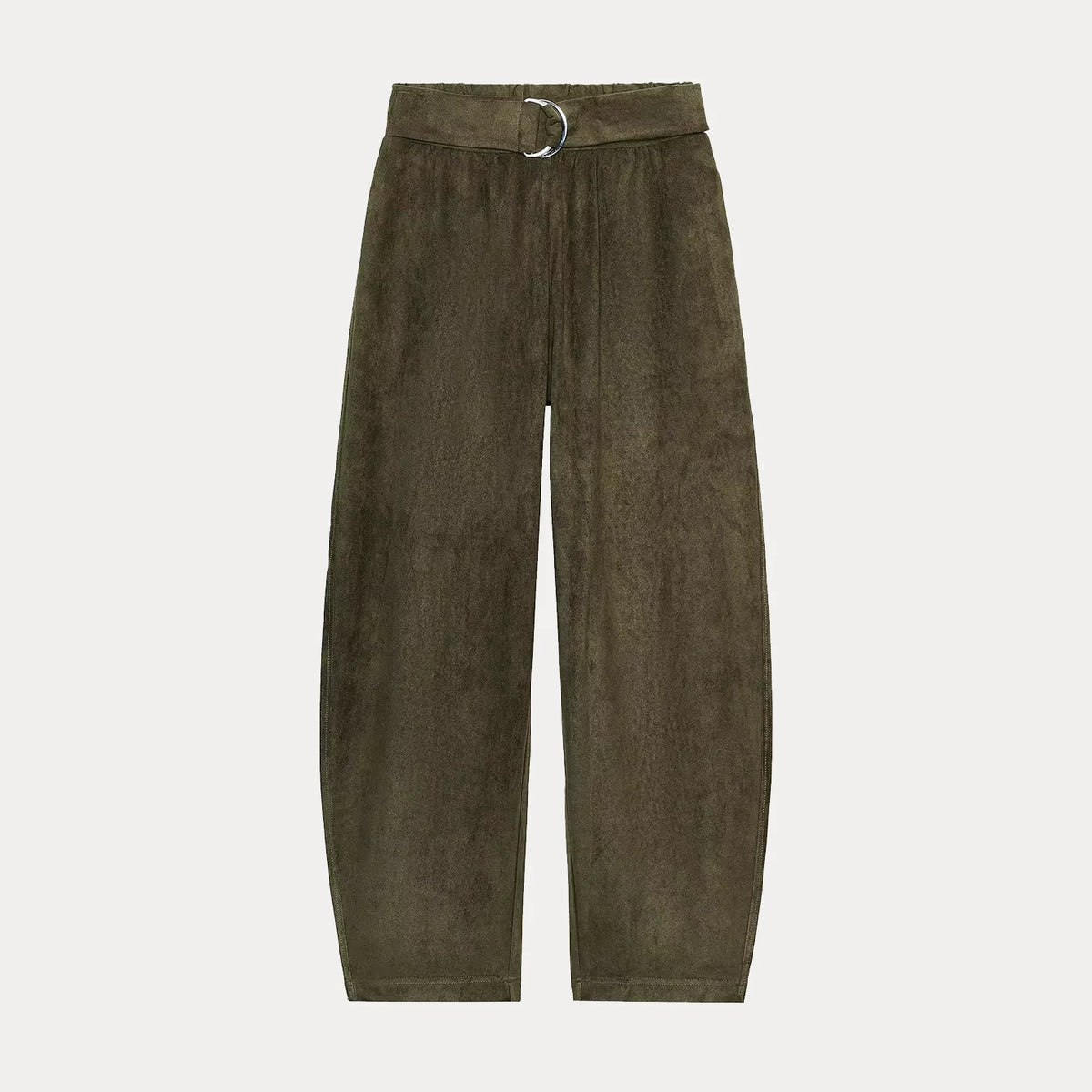 Suede-Effect Ruched Top and Trousers Set