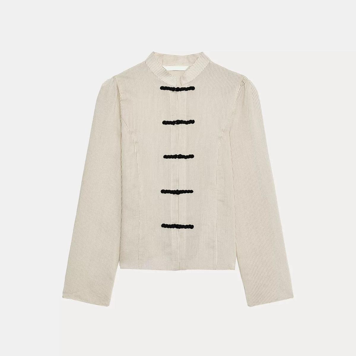 Striped Knot-Button Shirt
