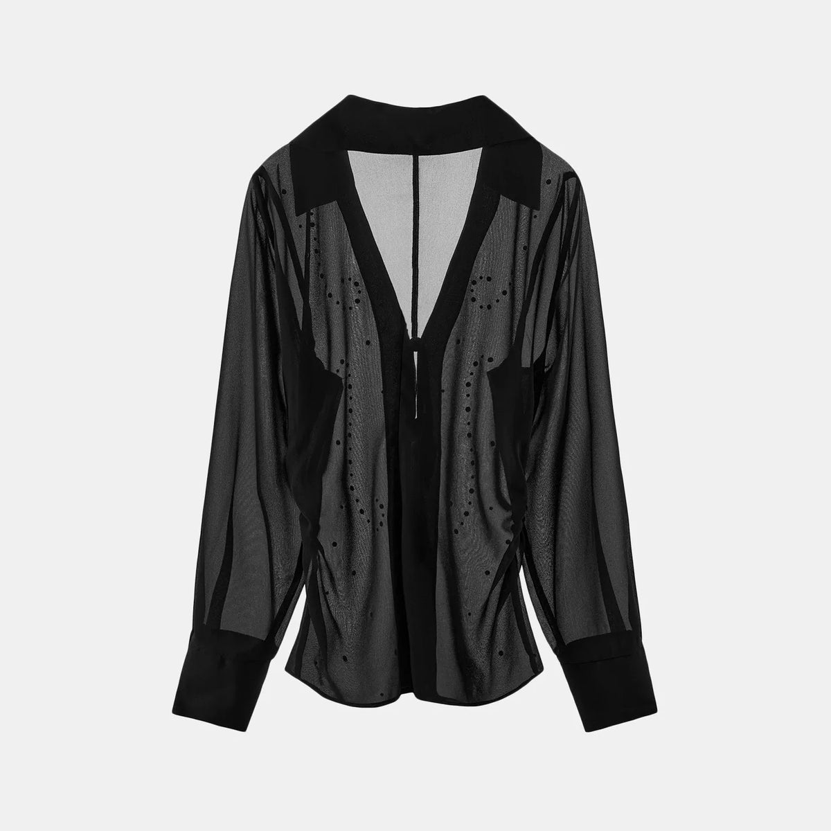 Studded Semi-Sheer Collar Shirt