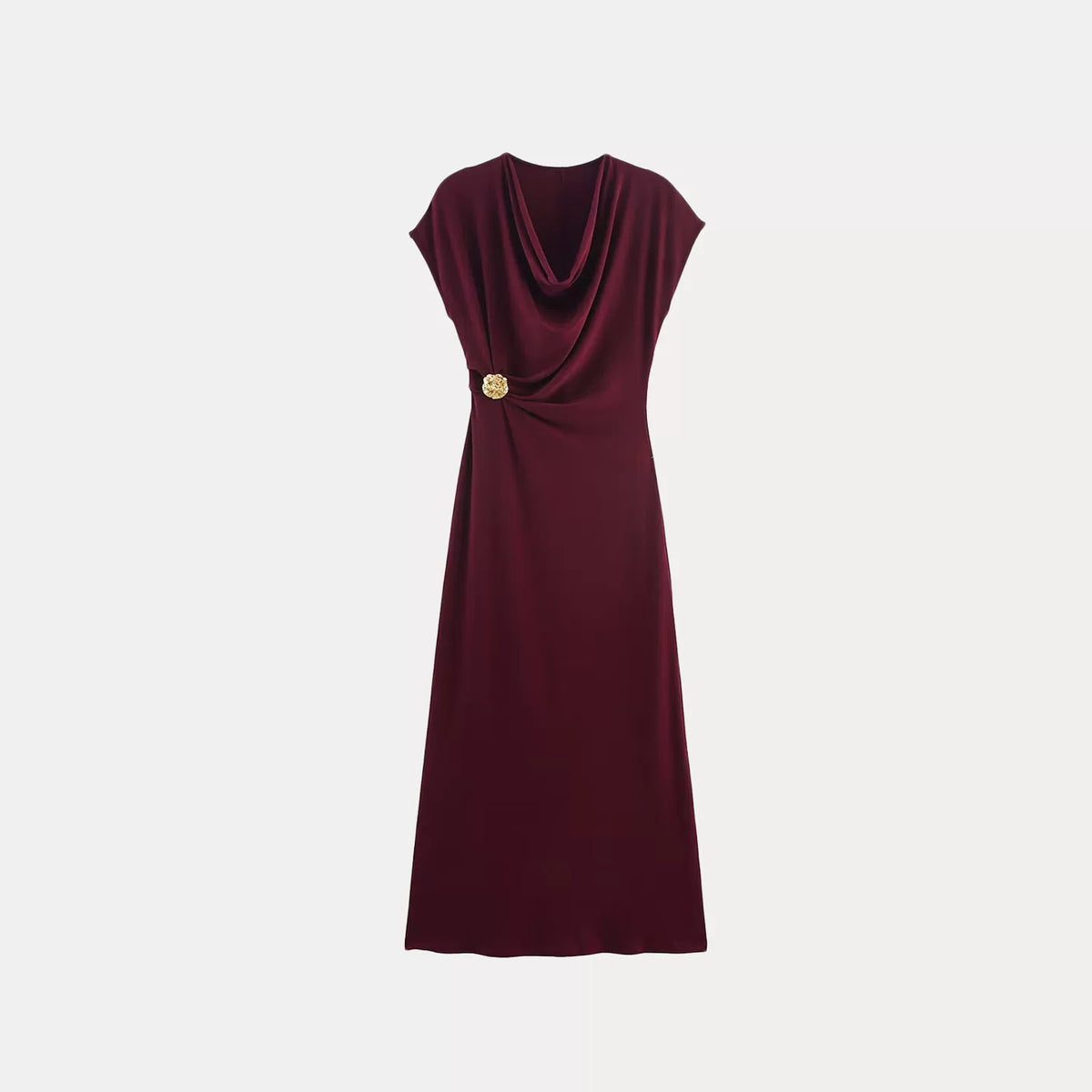 Metal-Trim Pleated Sleeveless Dress