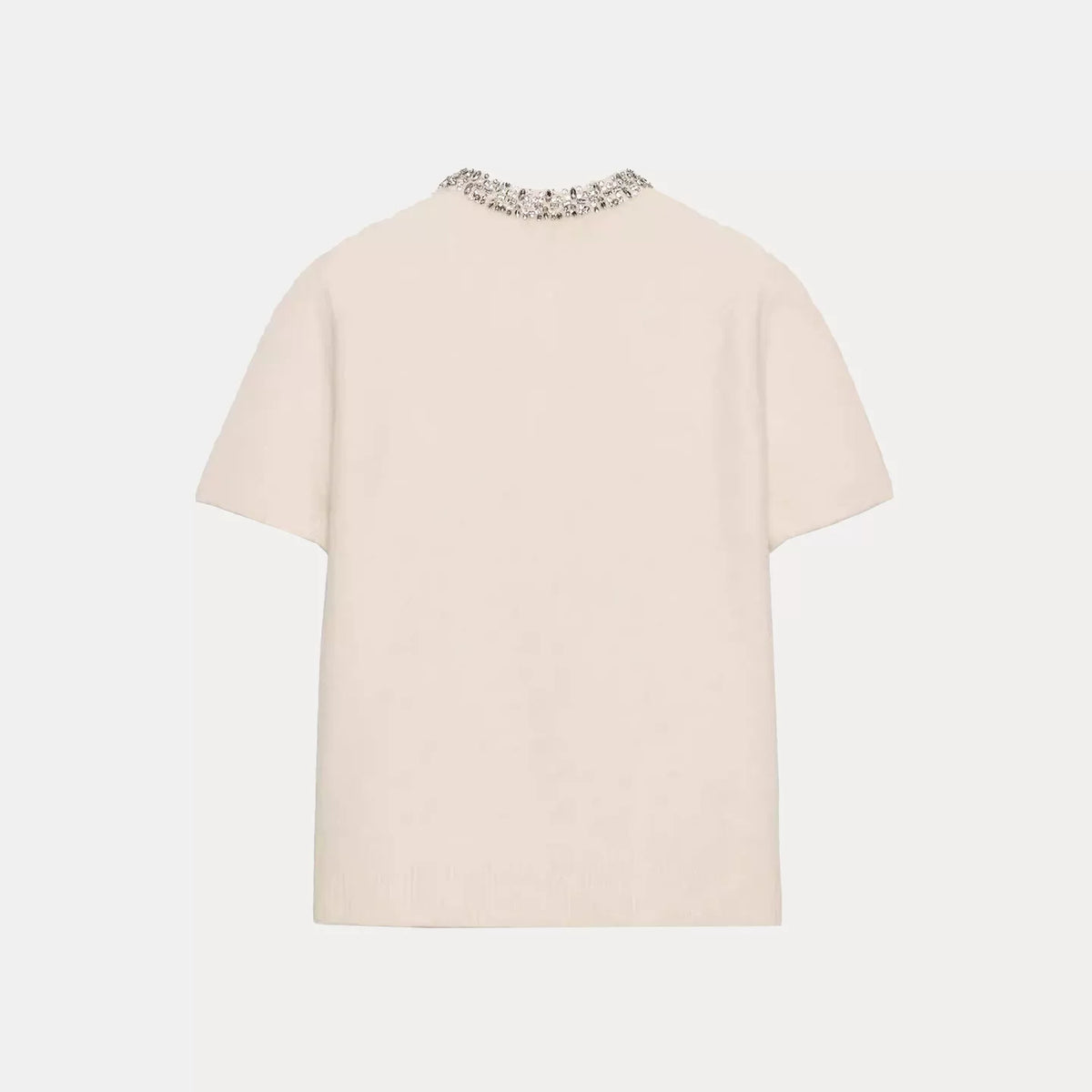 Jewel-Neck Short-Sleeve Knit Top