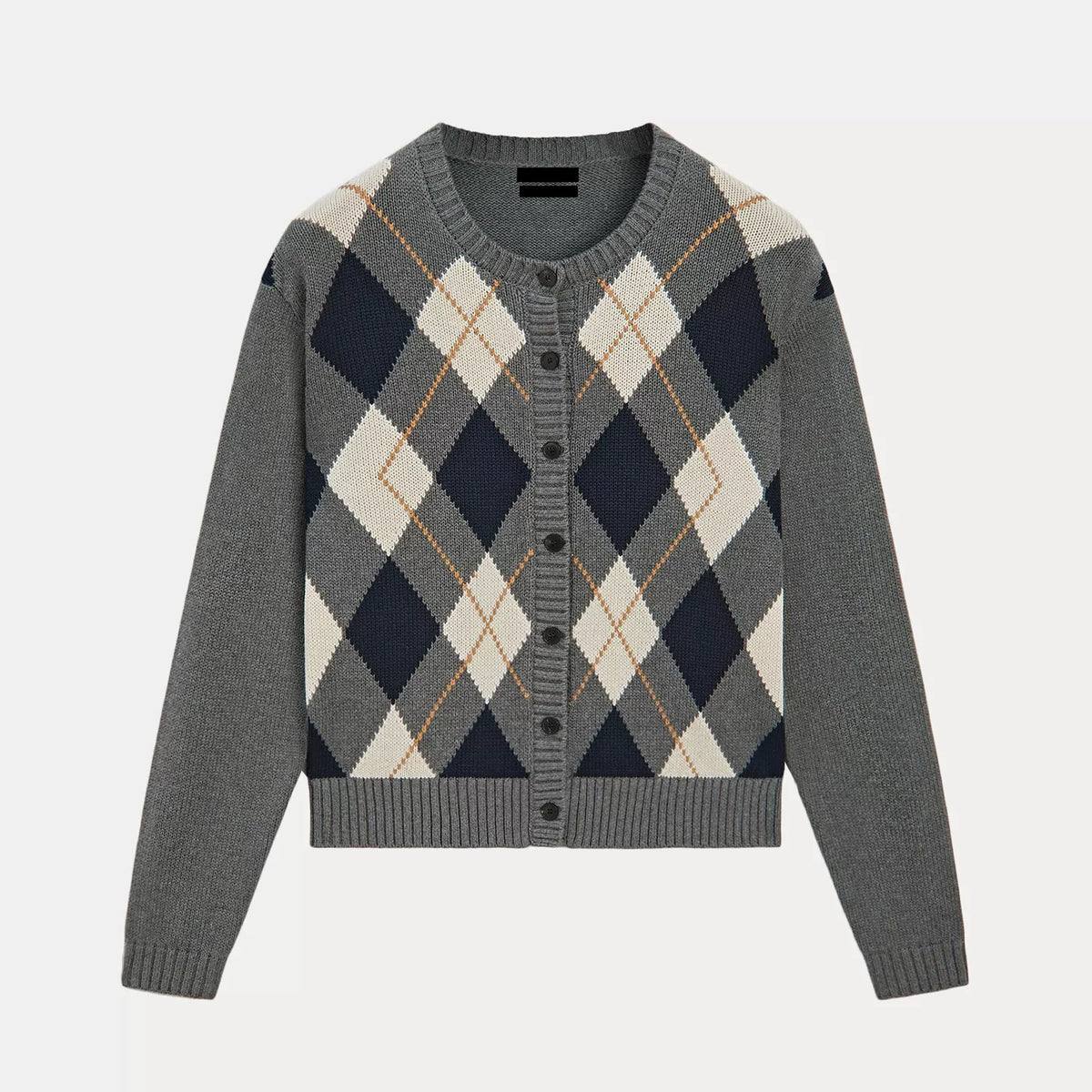 Rhombus Knit Cropped Cardigan