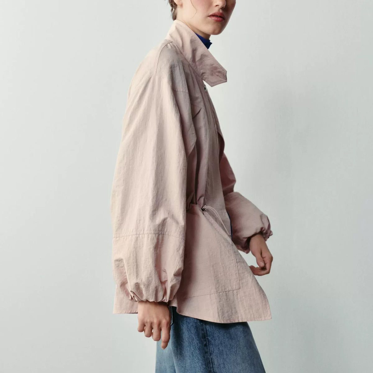 Cinched Stand-Collar Jacket