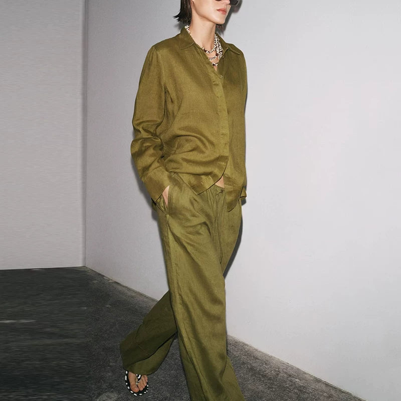 Relaxed Shirt & Wide-Leg Trousers Set