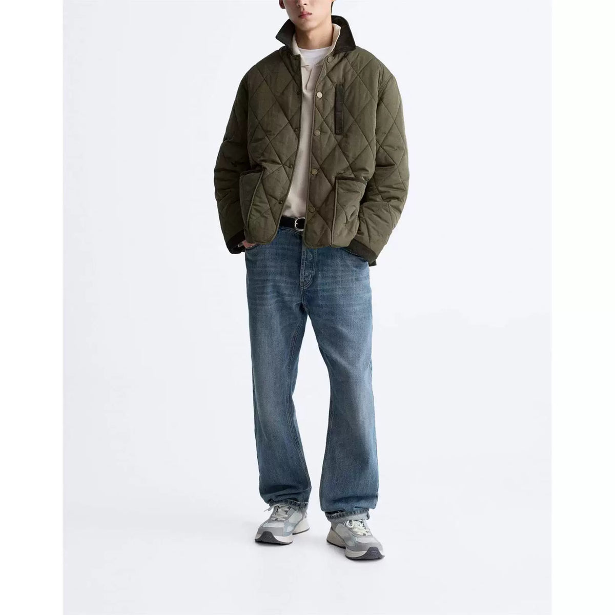 Diamond-Quilted Padded Jacket