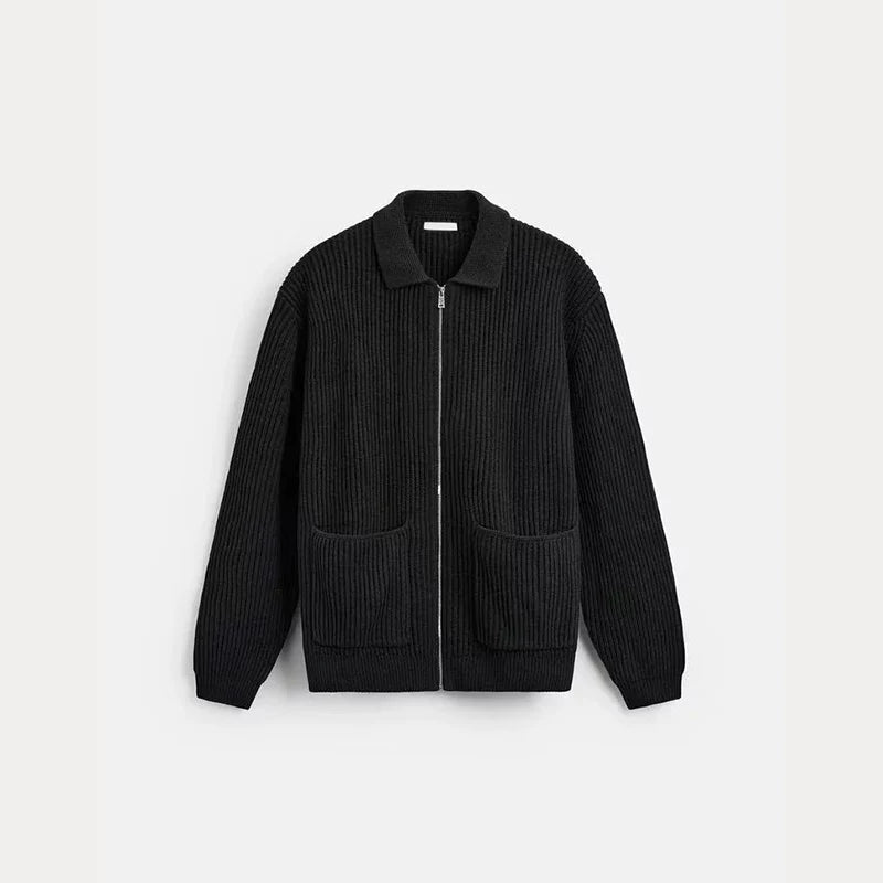 Textured Knit Zip Cardigan