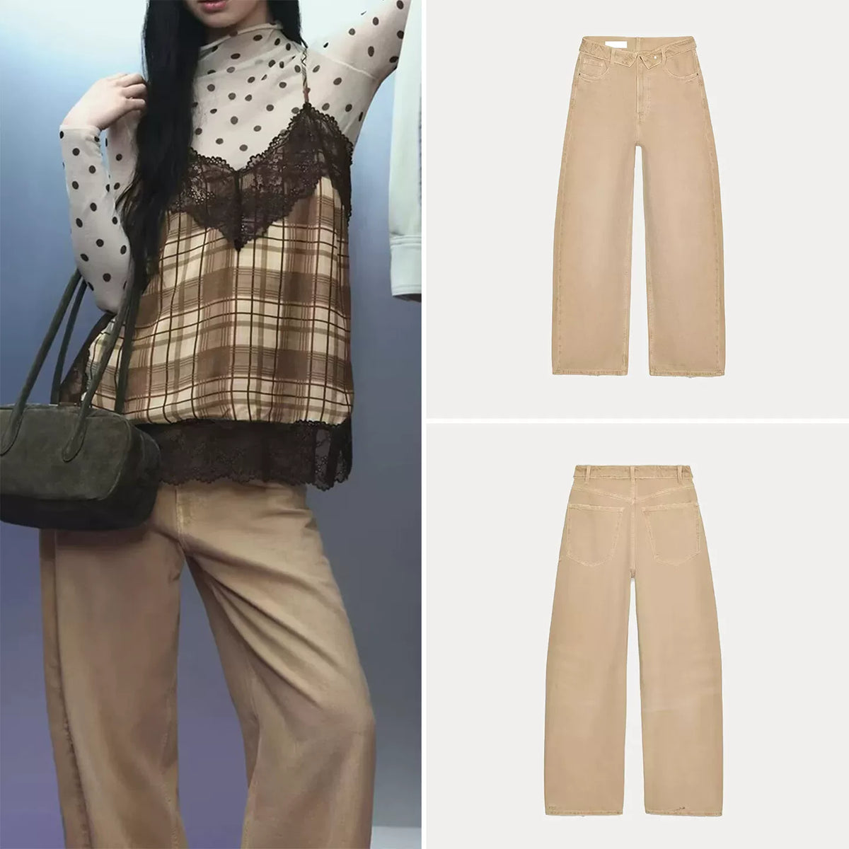 Fold-Over Waist Mid-Rise Jeans