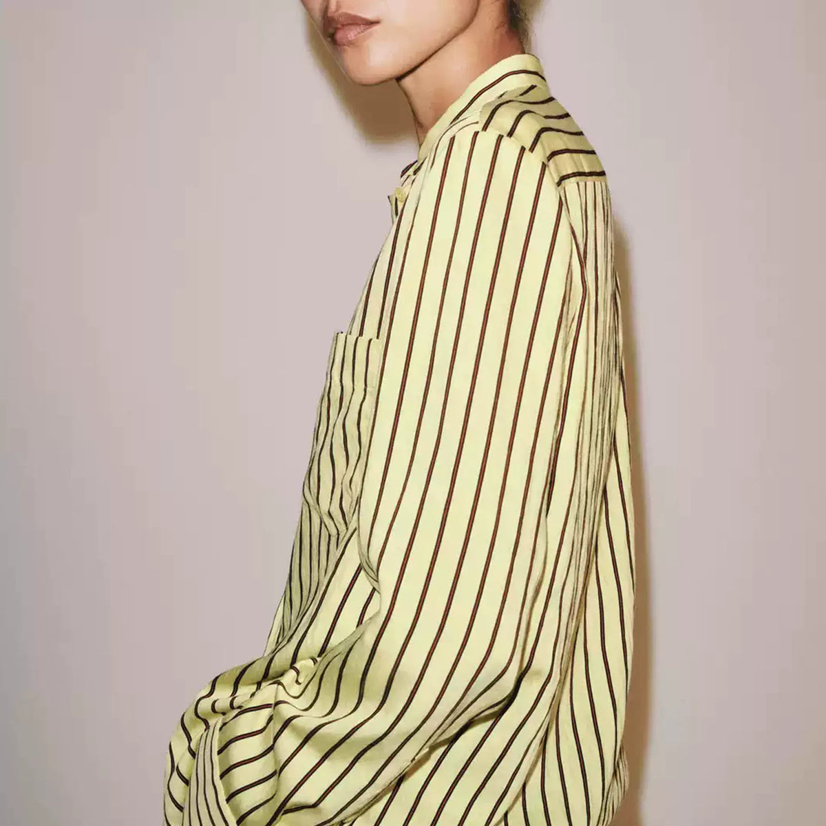 Striped Crew-Neck Pocket Shirt