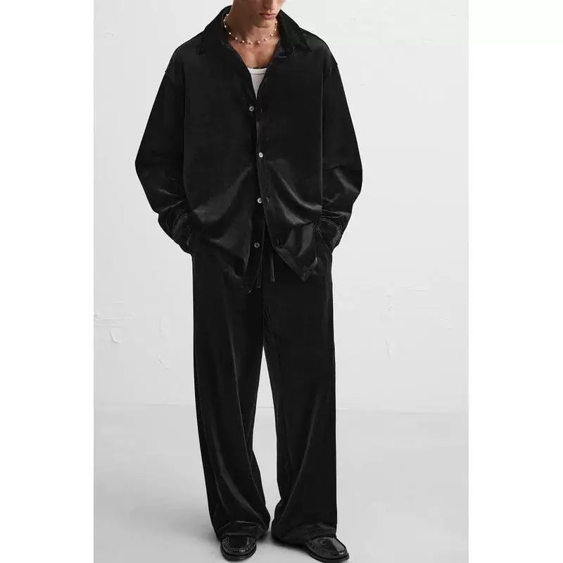 Velvet Overshirt and Jogger Set