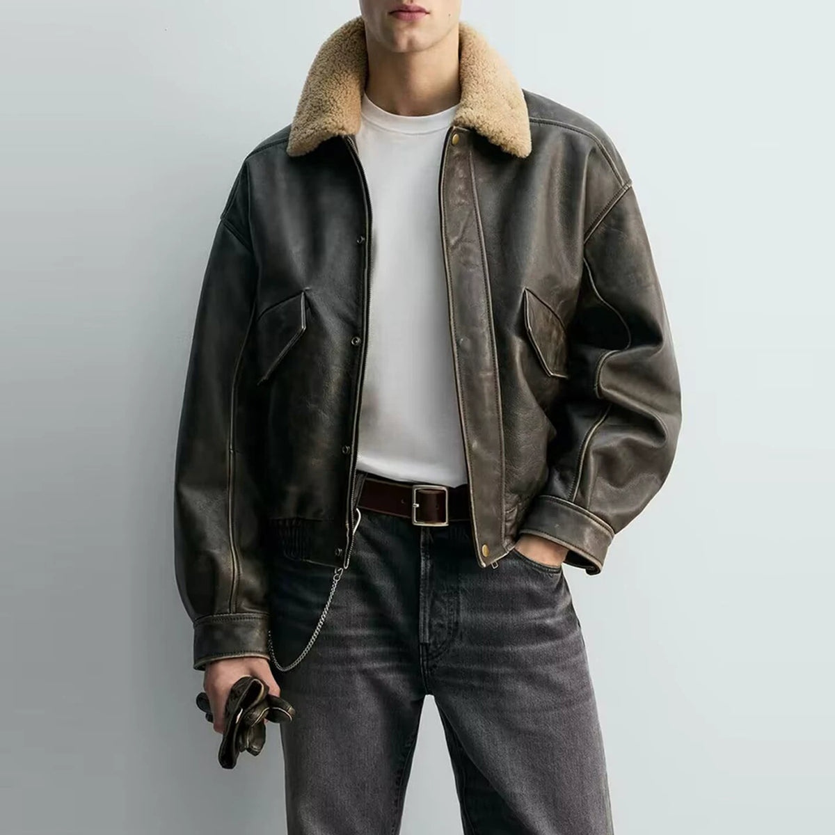 Contrast Cropped Bomber Jacket
