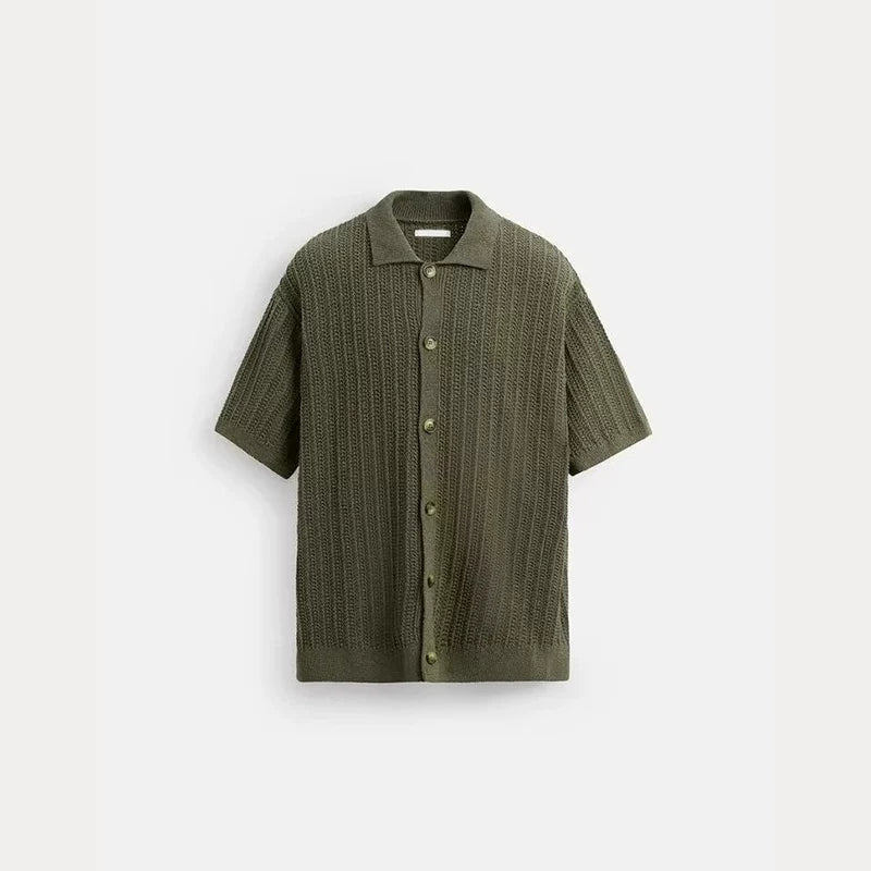 Textured Knit Short-Sleeve Shirt