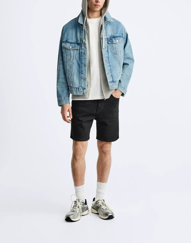 Washed Slim Denim Shorts
