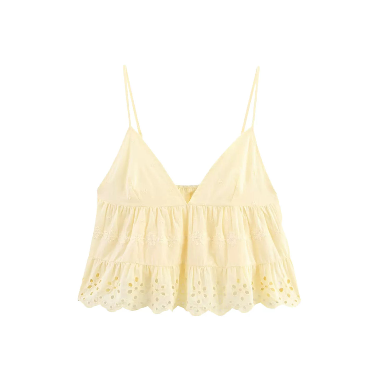 Strappy Top and Embroidered Shorts Set