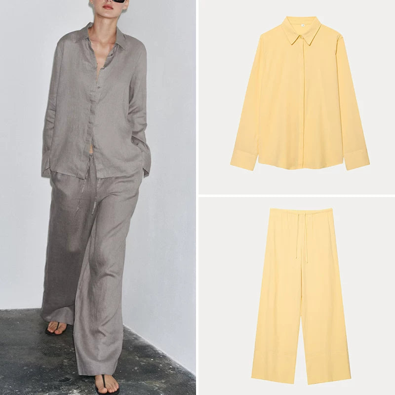 Relaxed Shirt & Wide-Leg Trousers Set
