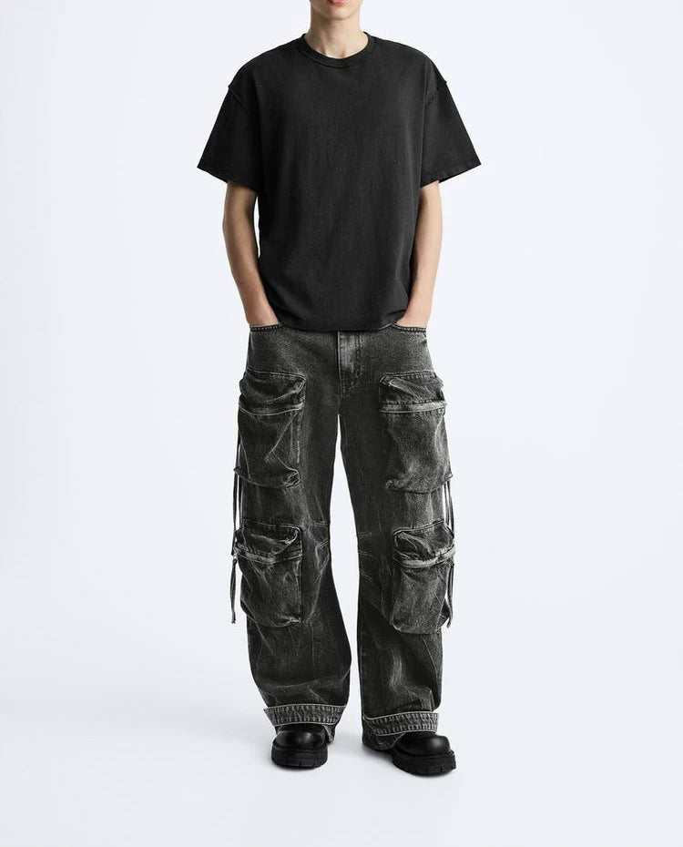 Wide-Leg Utility Pocket Jeans