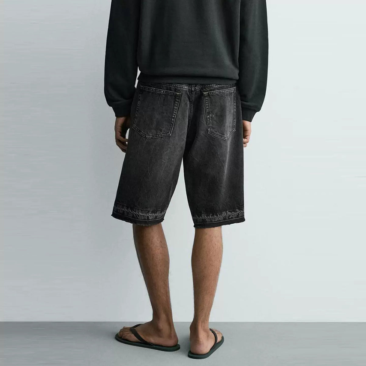Washed Denim Relaxed Shorts