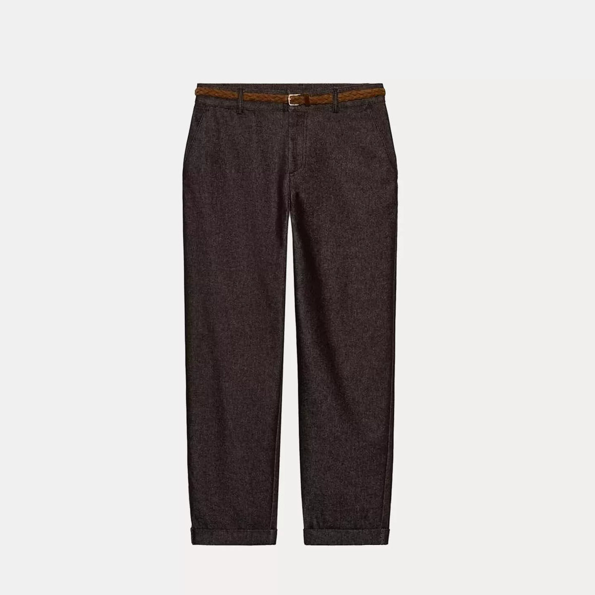 Low-Rise Woven-Belt Straight Trousers
