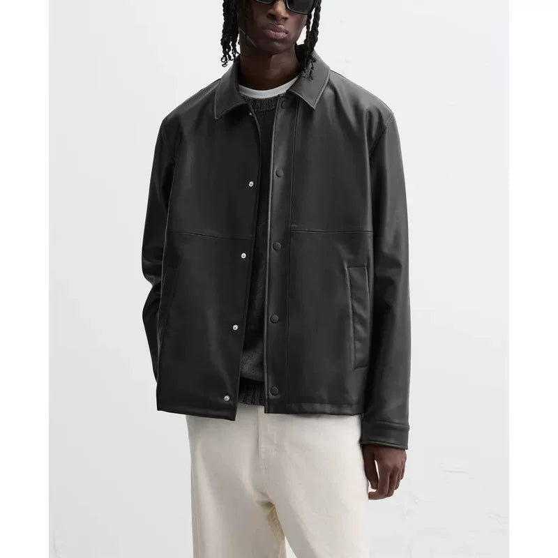 Faux Leather Slim Zip Jacket