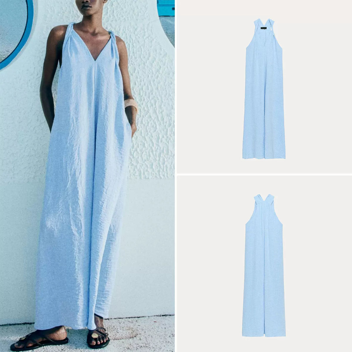 Knotted-Shoulder Maxi Dress