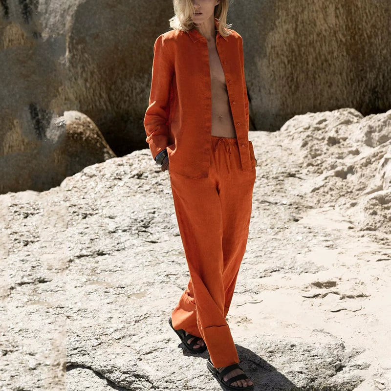 Relaxed Shirt & Wide-Leg Trousers Set