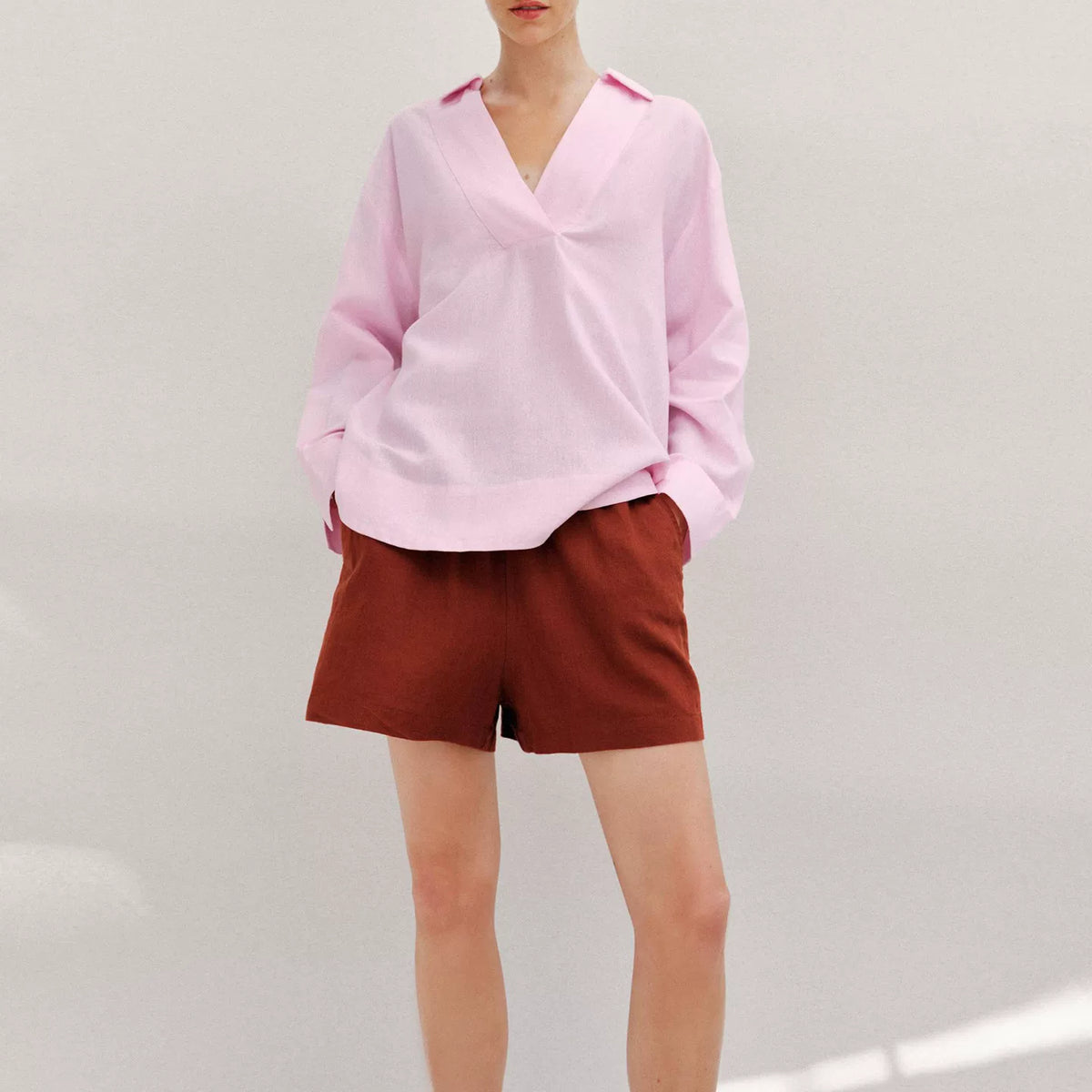Polo Collar Shirt & Straight Trousers Set