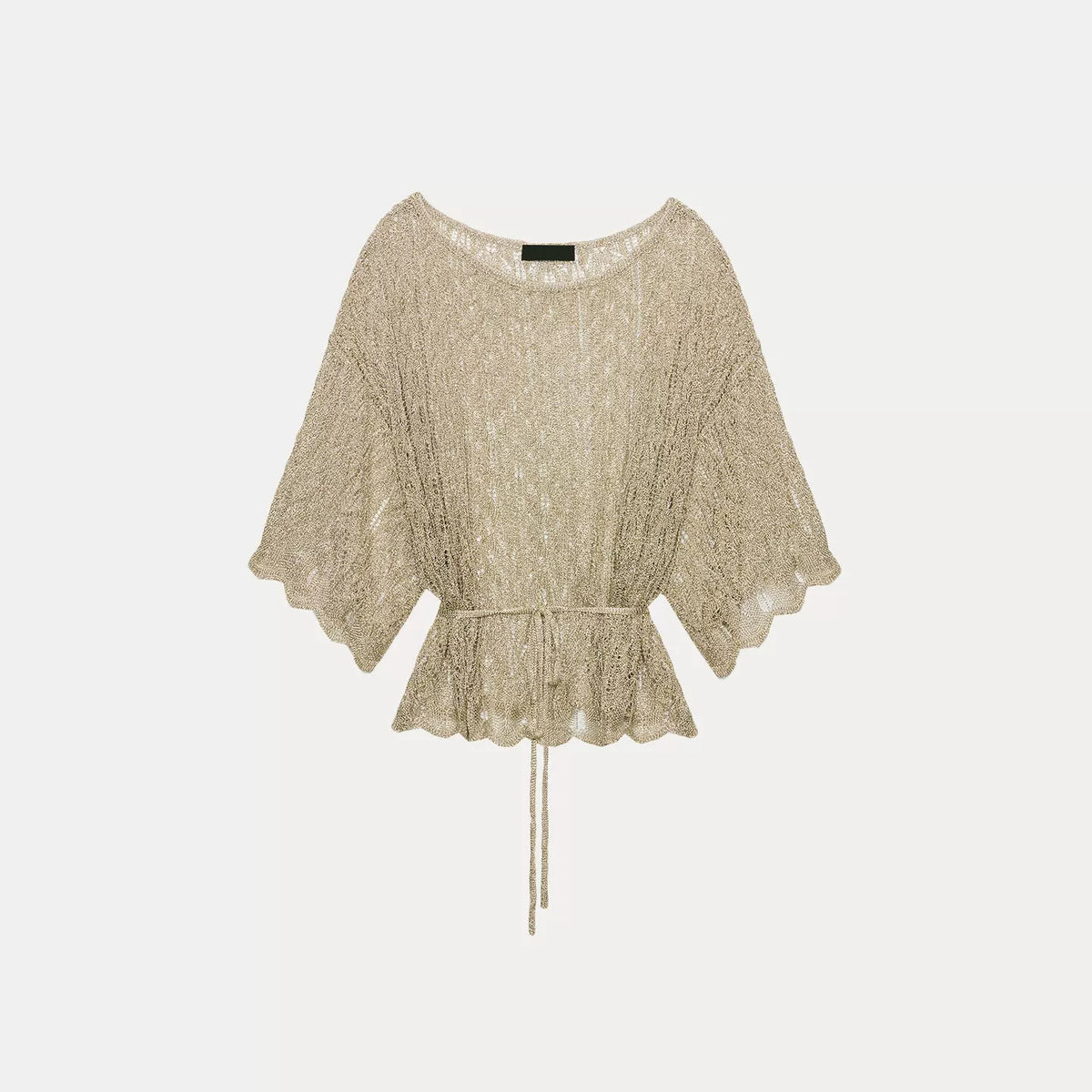 Metallic Knit Belted Top