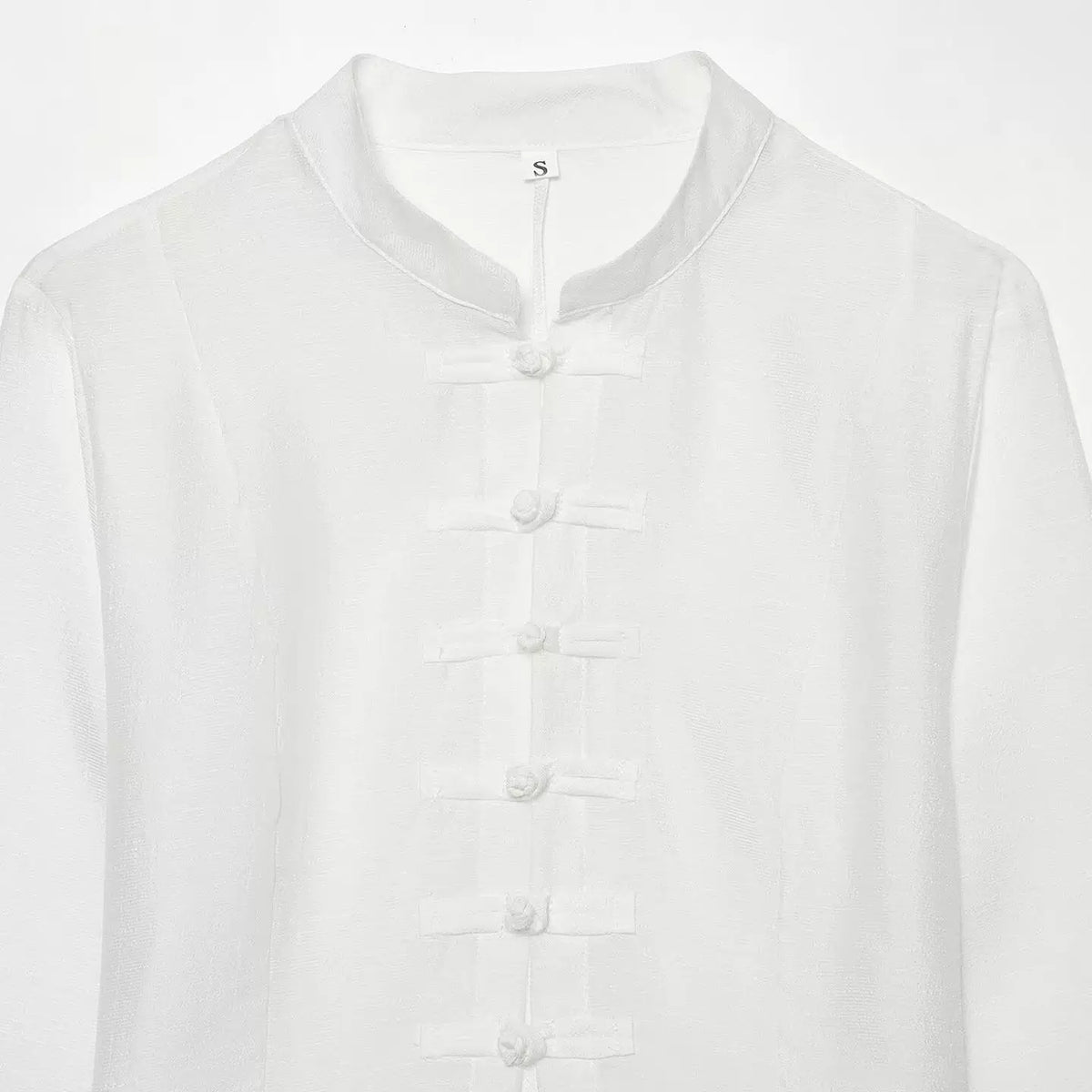 Mandarin Collar Frog-Button Top