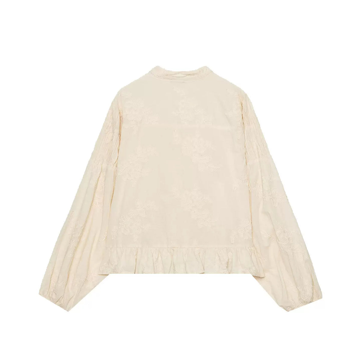 Embroidered Knot-Button Crew Shirt