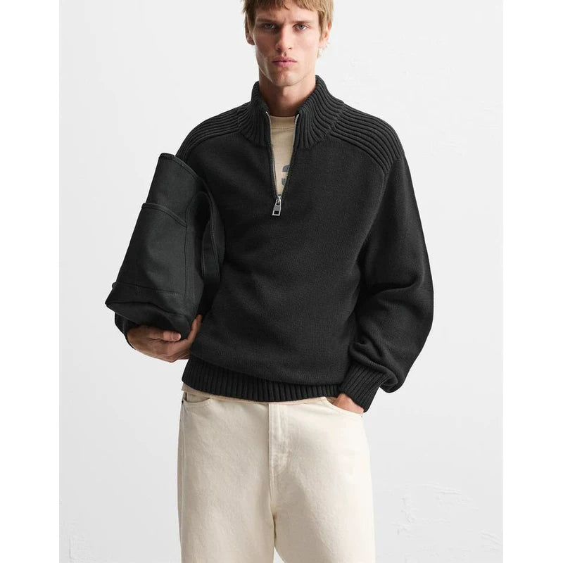 Half-Turtleneck Slim Knit Sweater
