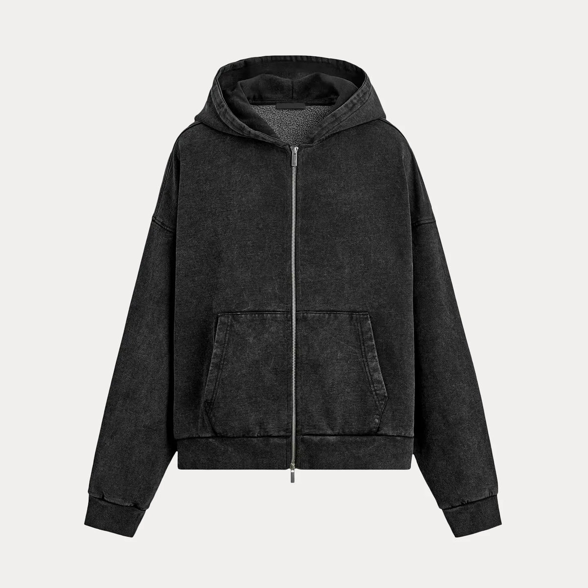 Washed Zip Hooded Sweatshirt
