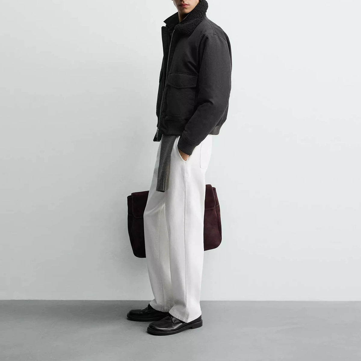 Paneled Collar Flight Jacket
