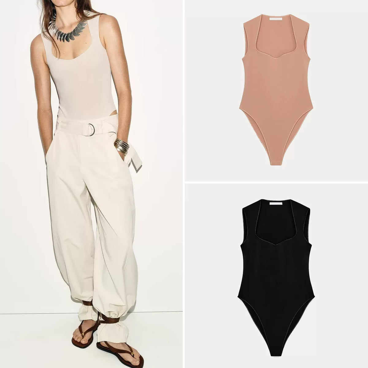 Square-Neck Stretch Bodysuit