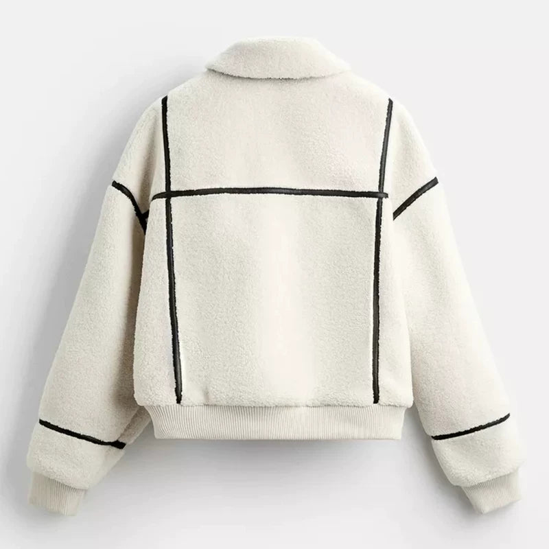 Retro Faux Shearling Zip Jacket