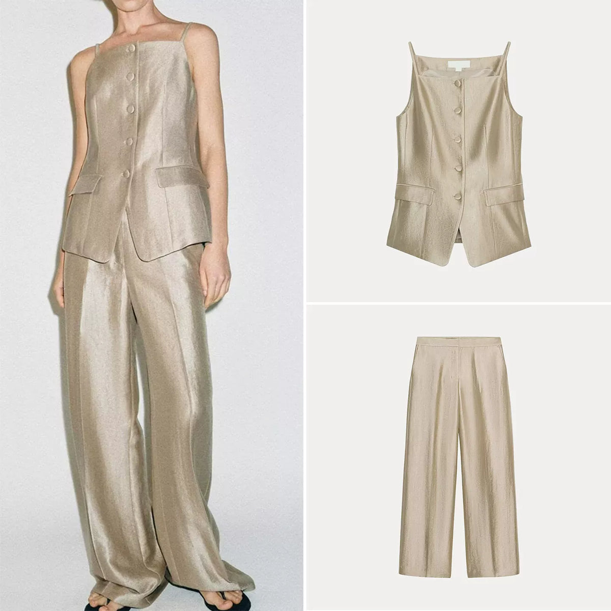 Fitted Bandeau Tank & Straight Trousers Set