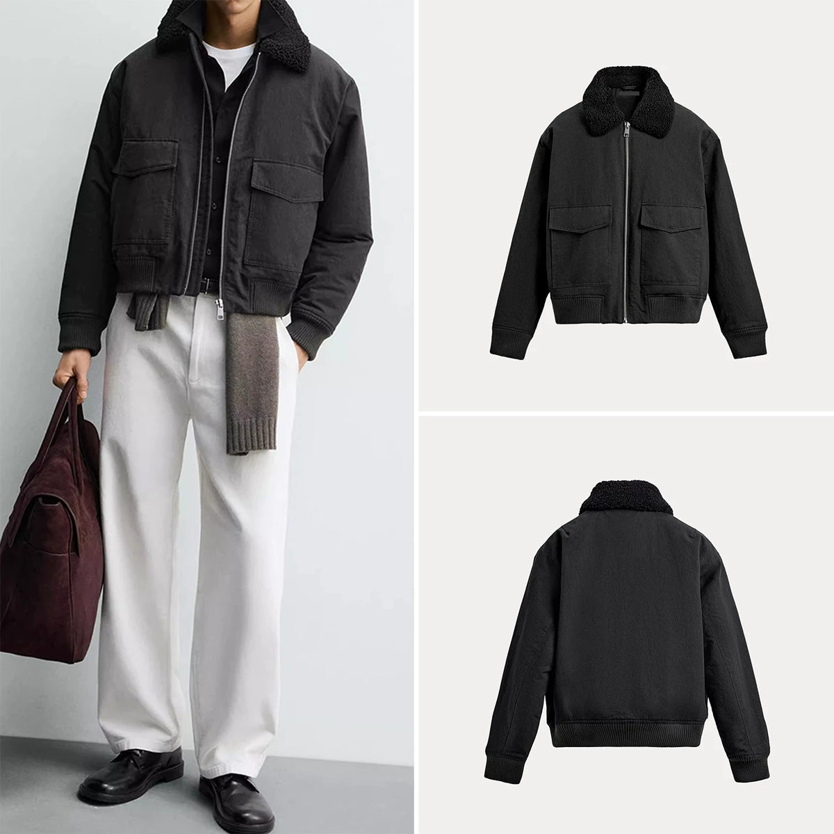 Paneled Collar Flight Jacket