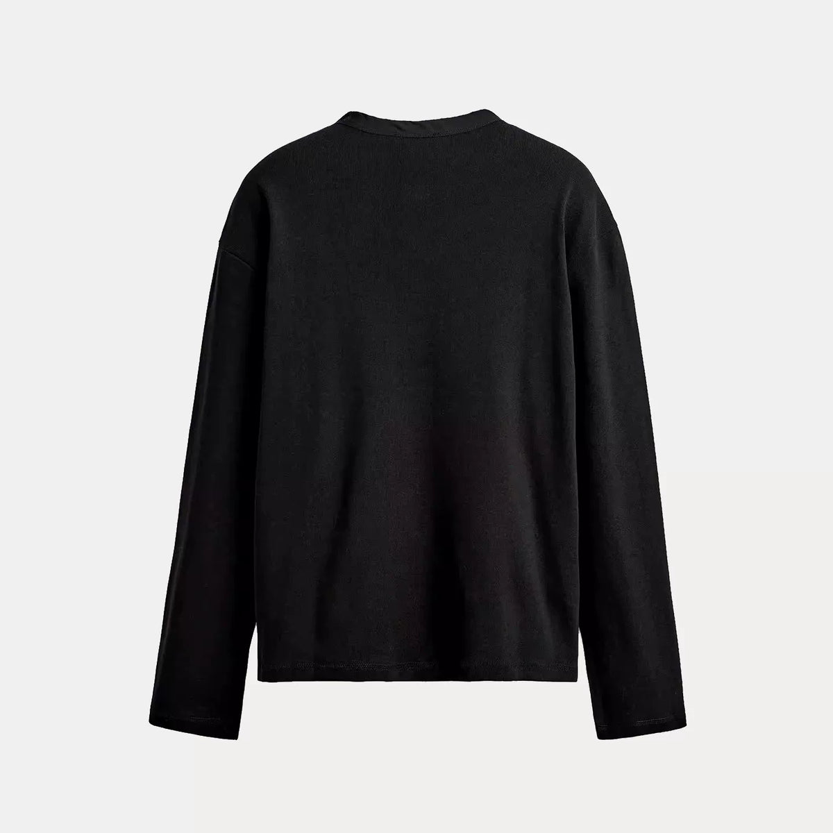 Ribbed Snap-Button Crew T-Shirt