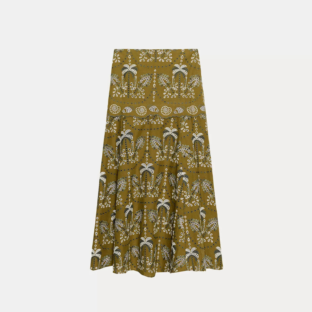 Embroidered Cutout Top and Midi Skirt Set